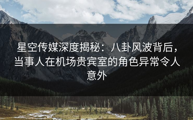 星空传媒深度揭秘：八卦风波背后，当事人在机场贵宾室的角色异常令人意外