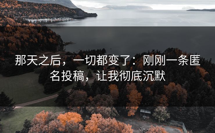 那天之后，一切都变了：刚刚一条匿名投稿，让我彻底沉默