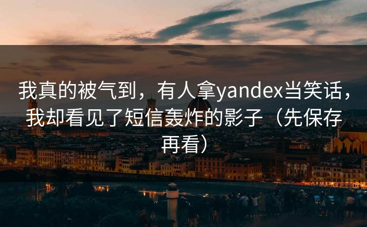 我真的被气到，有人拿yandex当笑话，我却看见了短信轰炸的影子（先保存再看）