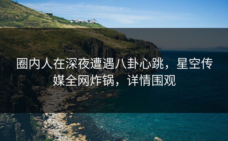圈内人在深夜遭遇八卦心跳,星空传媒全网炸锅,详情围观