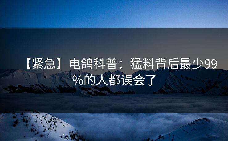 【紧急】电鸽科普:猛料背后最少99%的人都误会了