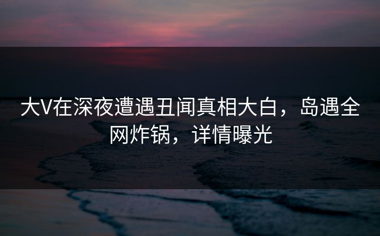 大V在深夜遭遇丑闻真相大白，岛遇全网炸锅，详情曝光