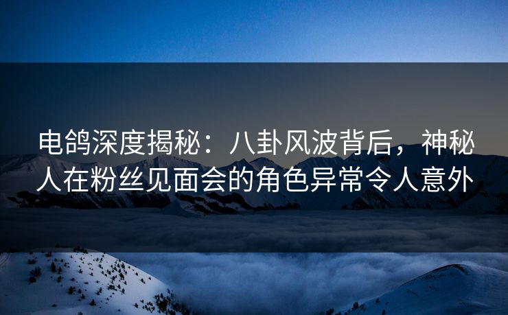 电鸽深度揭秘：八卦风波背后，神秘人在粉丝见面会的角色异常令人意外