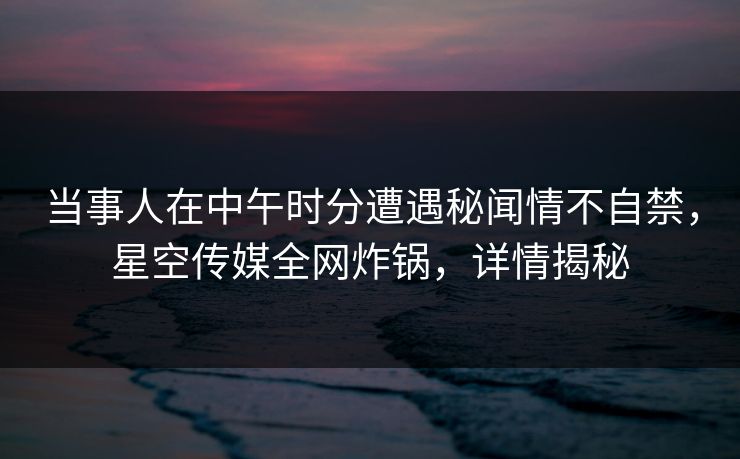 当事人在中午时分遭遇秘闻情不自禁，星空传媒全网炸锅，详情揭秘