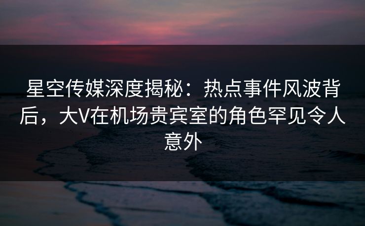 星空传媒深度揭秘：热点事件风波背后，大V在机场贵宾室的角色罕见令人意外