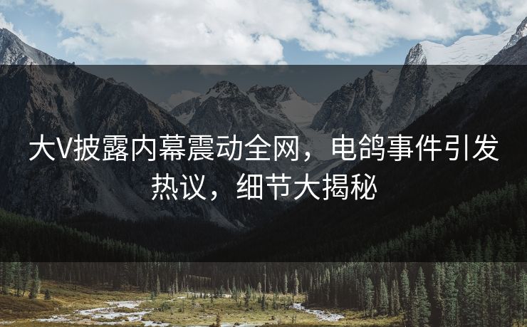 大V披露内幕震动全网,电鸽事件引发热议,细节大揭秘 大V披露内幕震动全网,电鸽事件引发热议,细节大揭秘